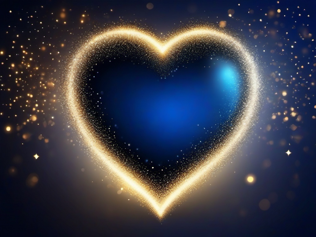 Blue Heart Background-Deep blue background with a large, glowing heart made up of tiny sparkles and light reflections  background wallpaper