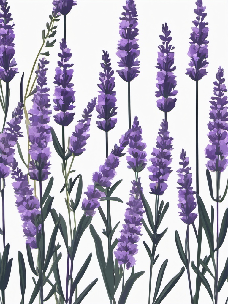 Lavender Clip Art - Fragrant sprigs of purple lavender flowers,  color vector clipart, minimal style