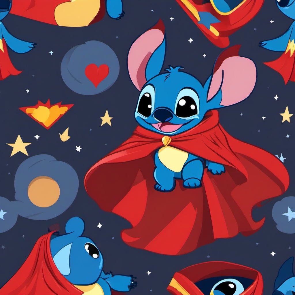 Stitch clipart - Stitch wearing a cape like a superhero  color,minimalist,vector clipart