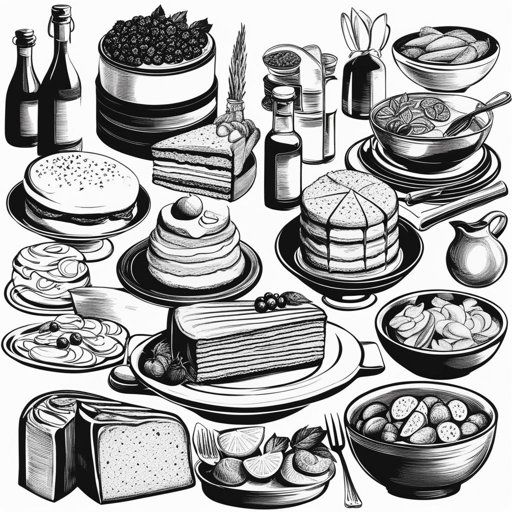 food clipart black and white - displaying culinary delights. 