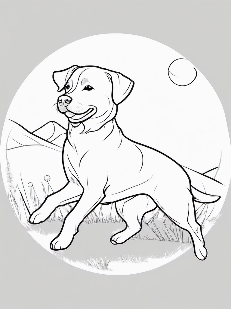 Dog with Ball Coloring Pages - Playful Dog Chasing a Ball  minimal black outline printable sheet, coloring page