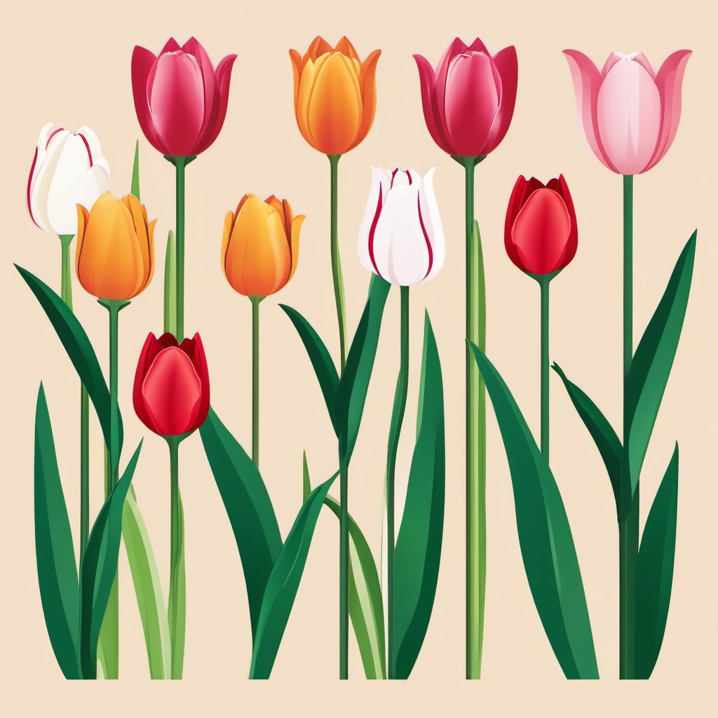 Tulips Clipart,Designing a spring-themed event with tulips clipart  simple, 2d flat