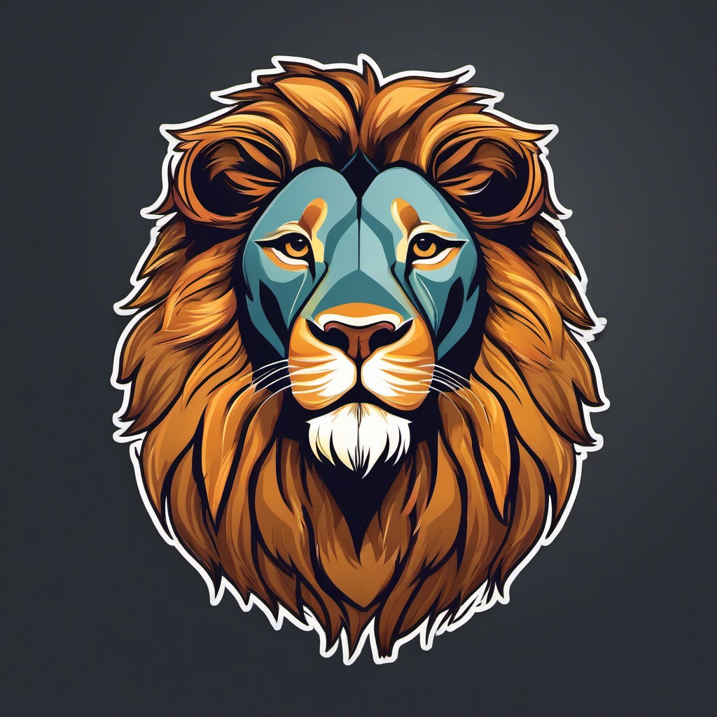 Lion Sticker - A proud lion with a magnificent mane. ,vector color sticker art,minimal