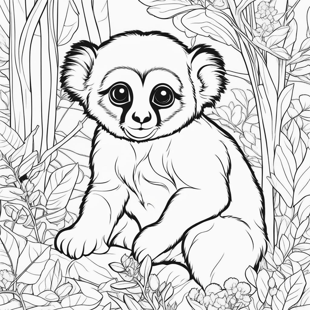 gibbons cute animals coloring page 