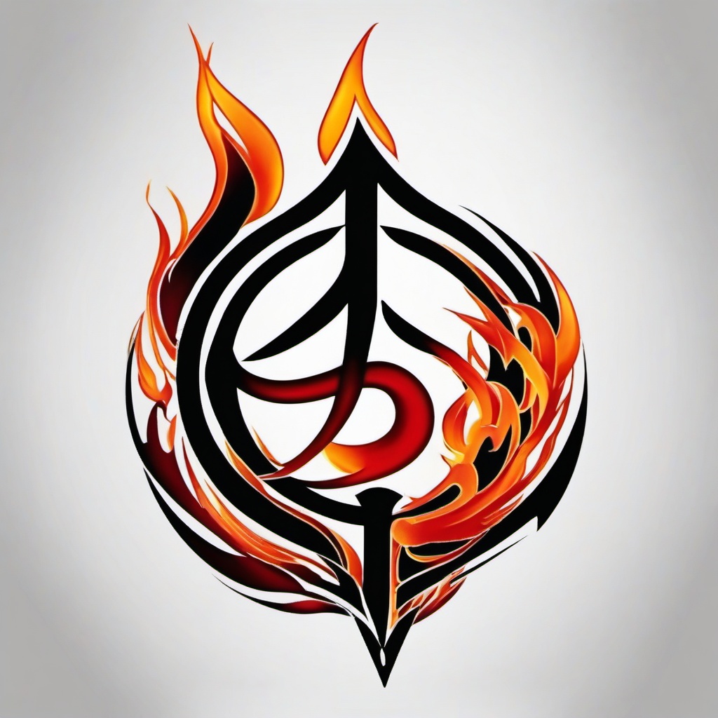 japanese fire symbol tattoo  simple color tattoo,white background