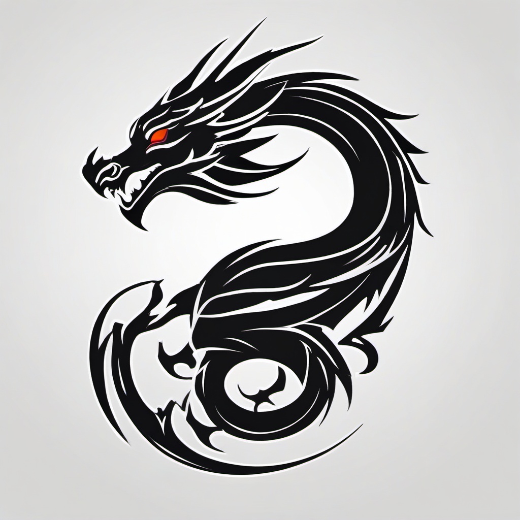 Small Tattoo Dragon - Compact and minimalist dragon tattoos suitable for smaller areas.  simple color tattoo,minimalist,white background