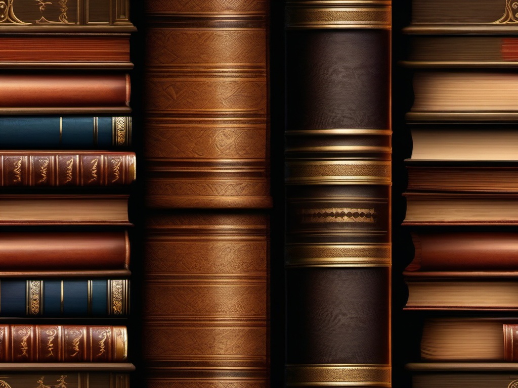 Stack of antique books top view, photo realistic background, hyper detail, high resolution