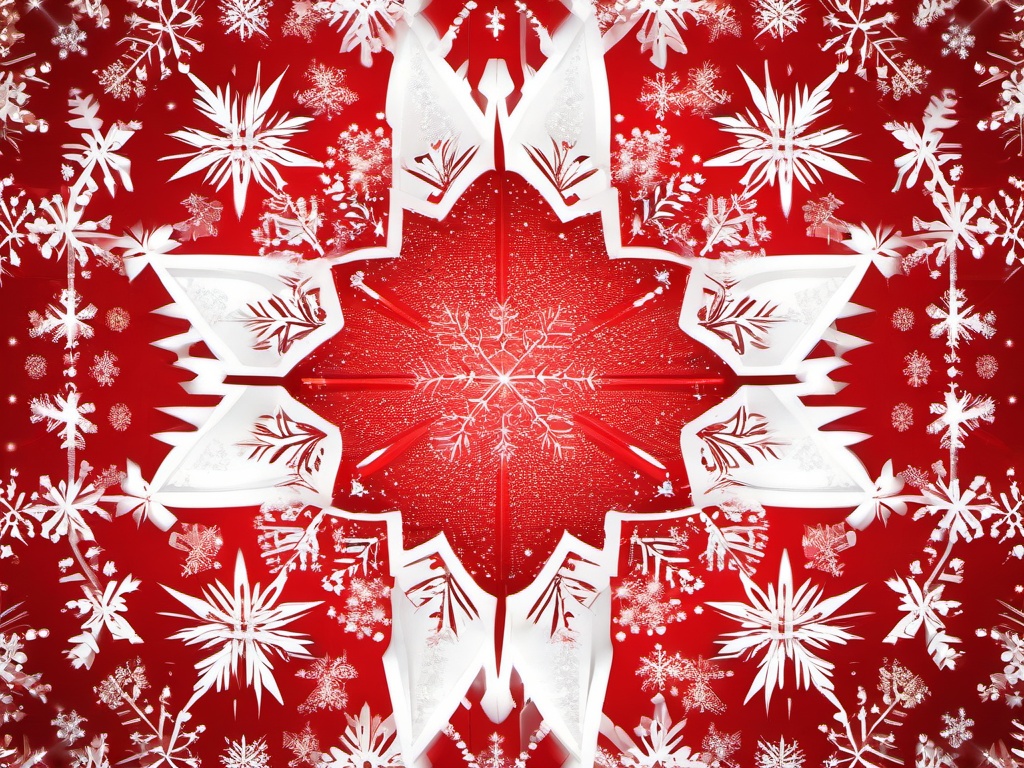 Red And White Snowflake Background  