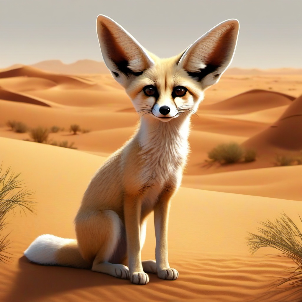 Fennec Fox cartoon - small fox with large ears adapted to the desert  