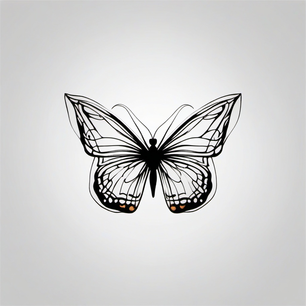 small butterfly outline tattoo  simple color tattoo, minimal, white background