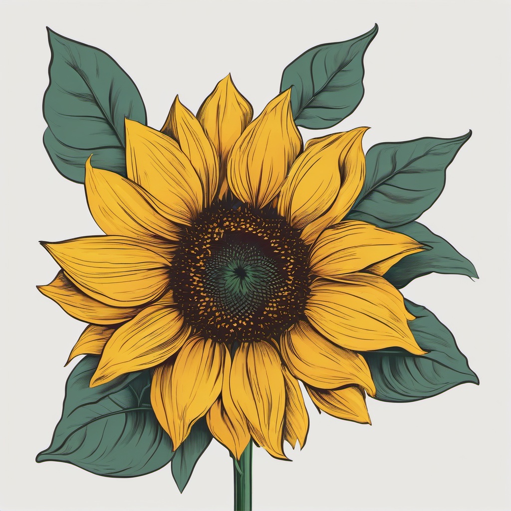 Sunflower Clipart - A sunflower in full bloom.  color clipart, minimalist, vector art, 