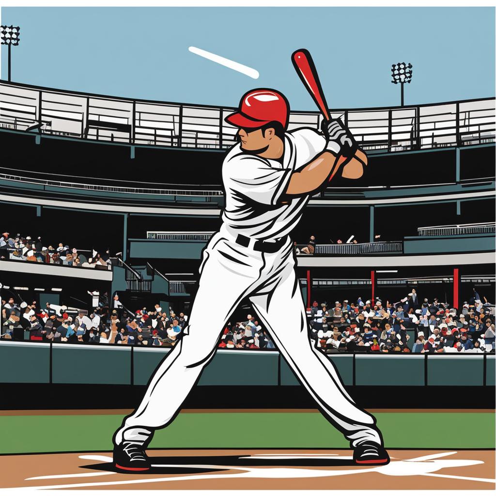 baseball clipart,swinging for the fences in a baseball stadium 