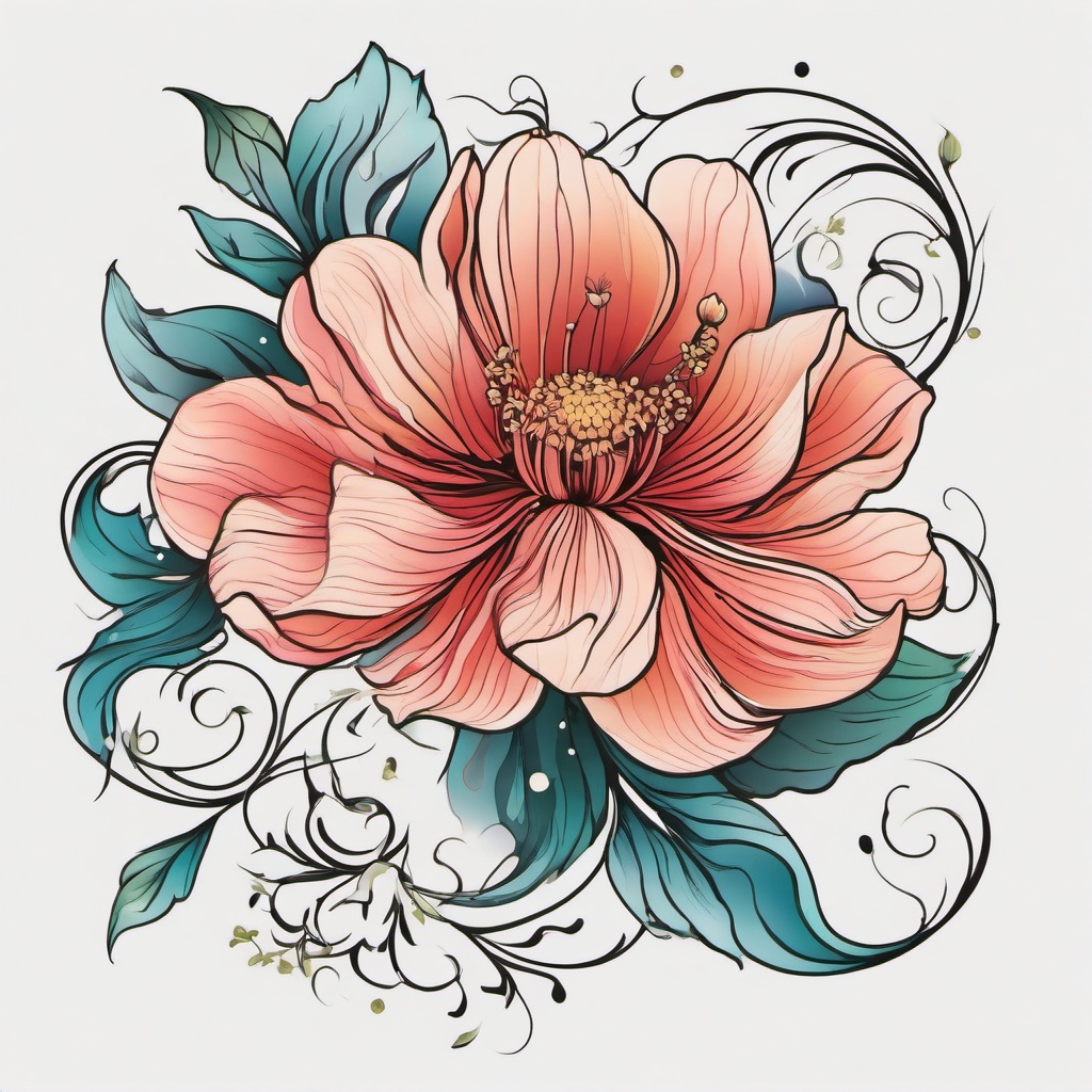 aquarius birth flower tattoo  simple vector color tattoo