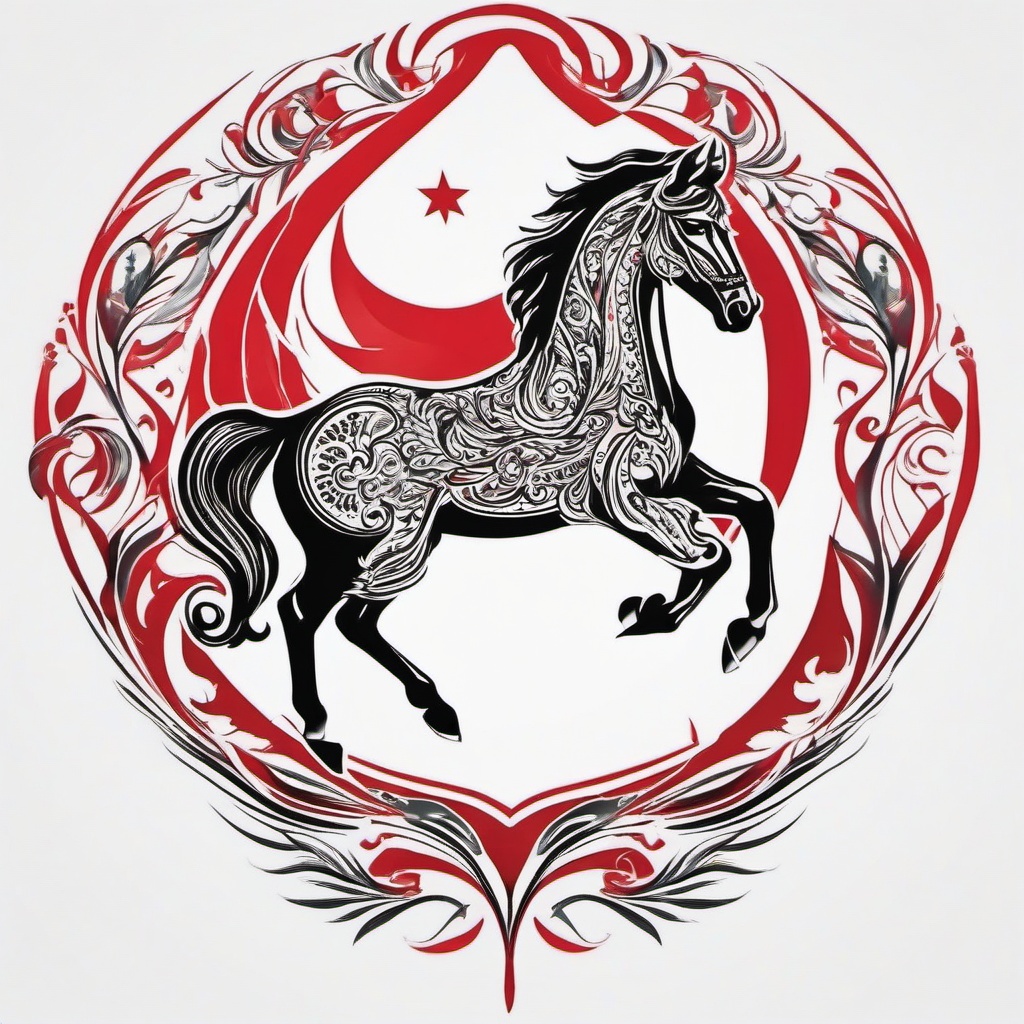 red horse tattoo  simple tattoo,minimalist,white background