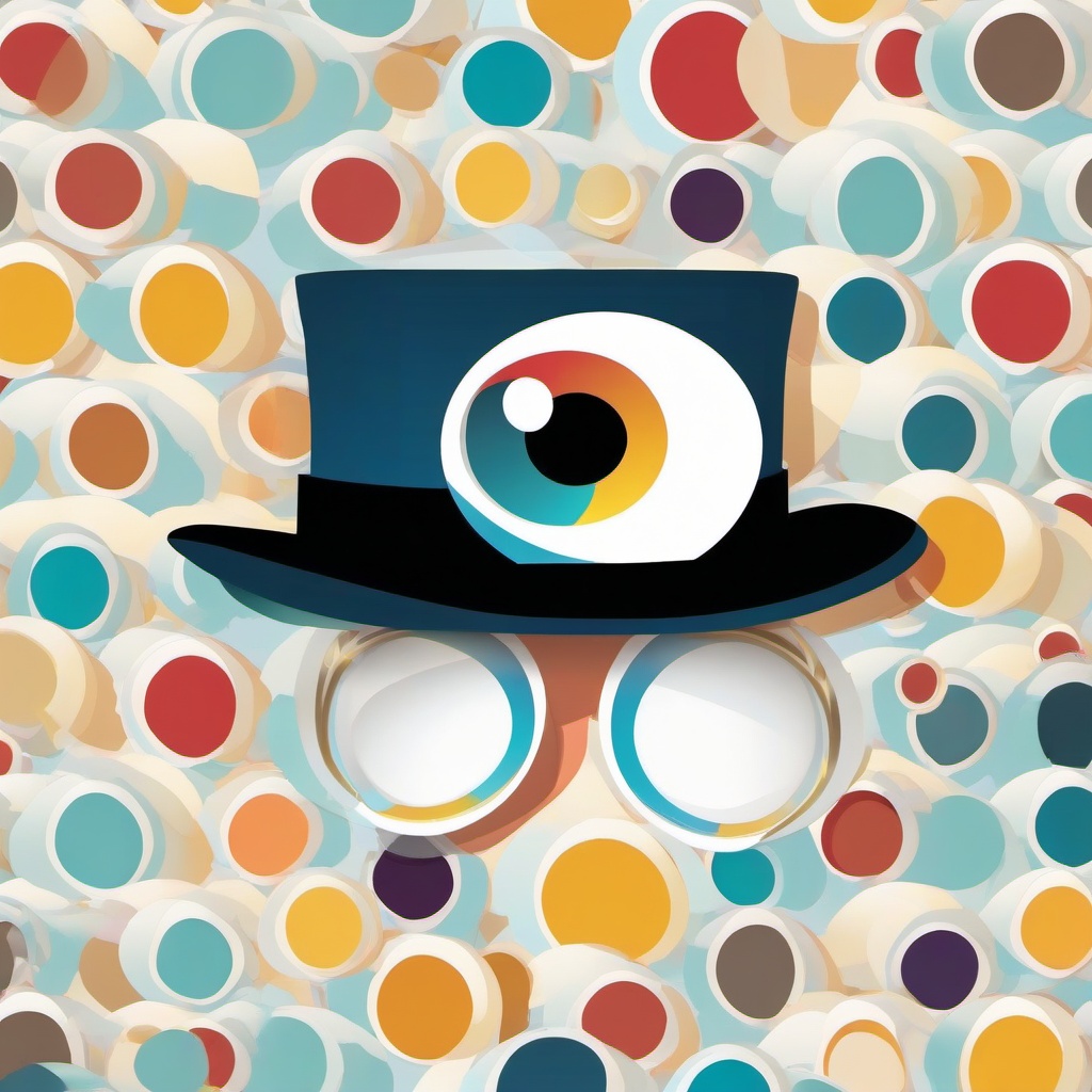 Eyeball clipart - eyeball with a monocle and top hat  color,minimalist,vector clipart