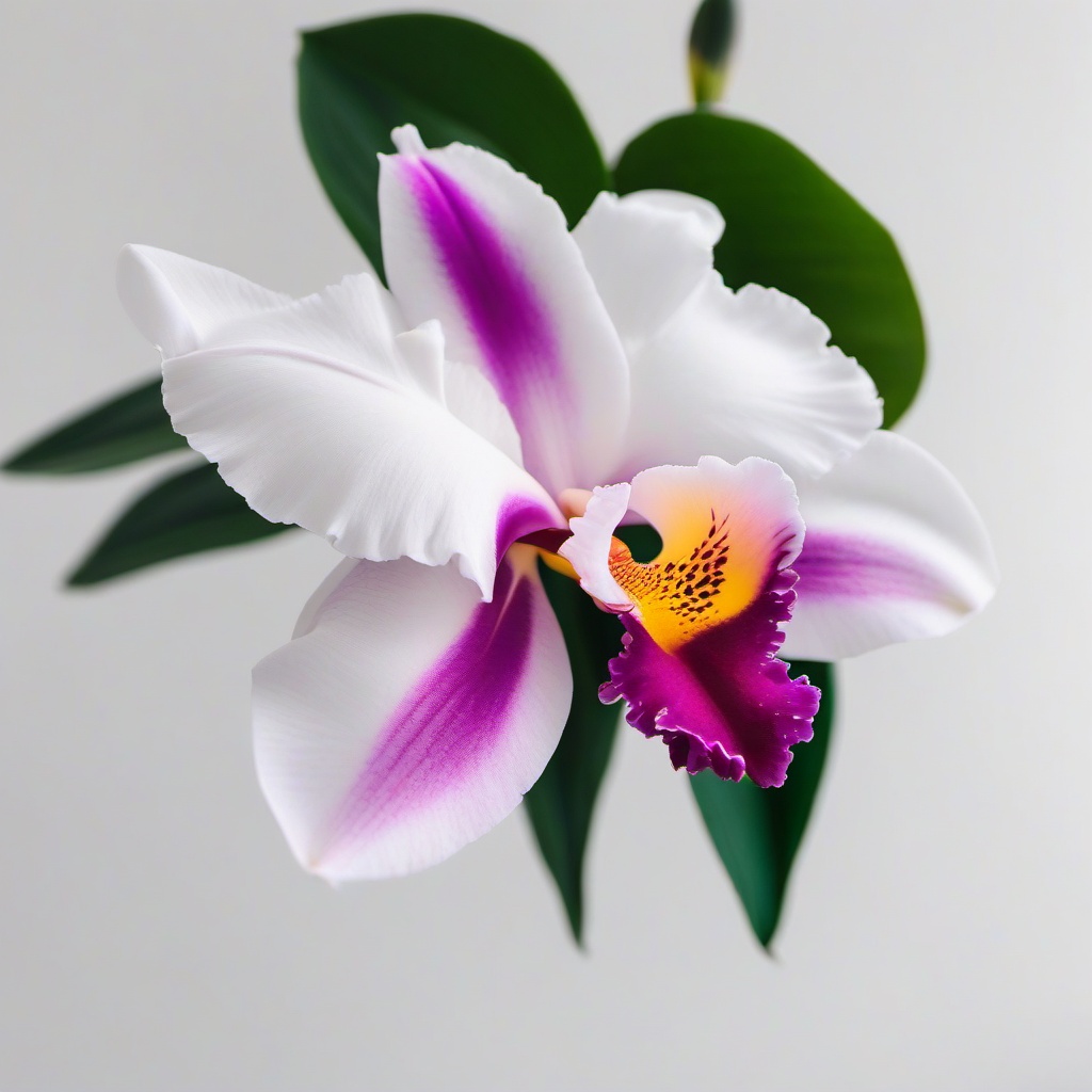 Cattleya Flower Tattoo - Tattoo featuring the vibrant cattleya orchid flower.  simple color tattoo,minimalist,white background