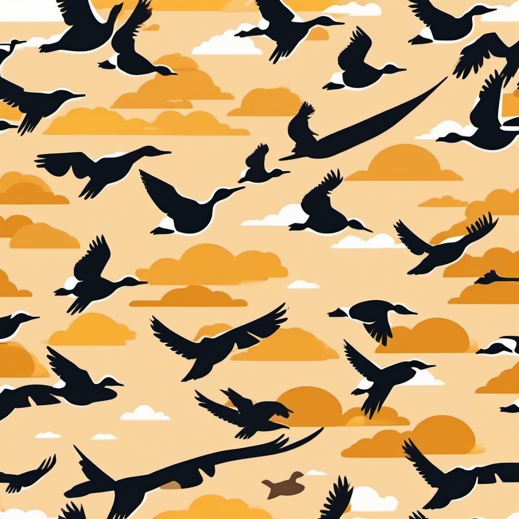 Flock of Geese Flying South Emoji Sticker - Migration under a crisp autumn sky, , sticker vector art, minimalist design