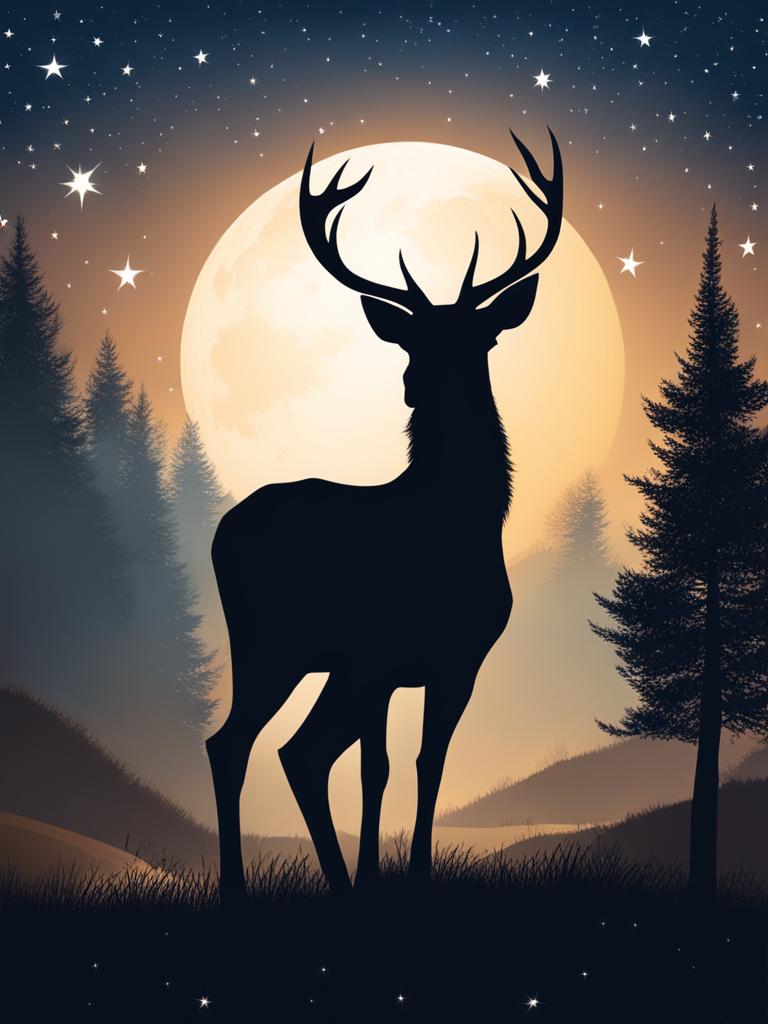 deer clipart - a graceful deer moonwalking effortlessly under a starry sky 