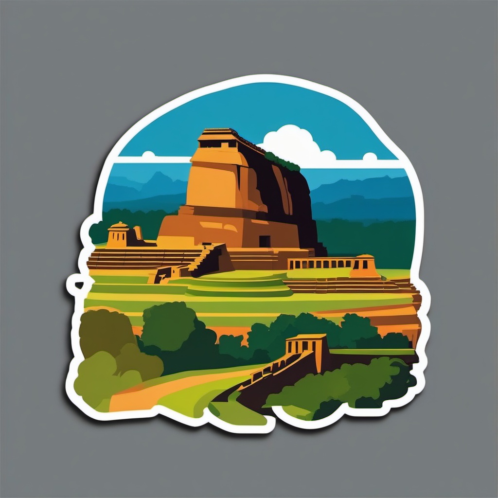 Sri Lanka Sigiriya Rock Fortress sticker- Ancient rock fortress and palace in Sri Lanka, , sticker vector art, minimalist design