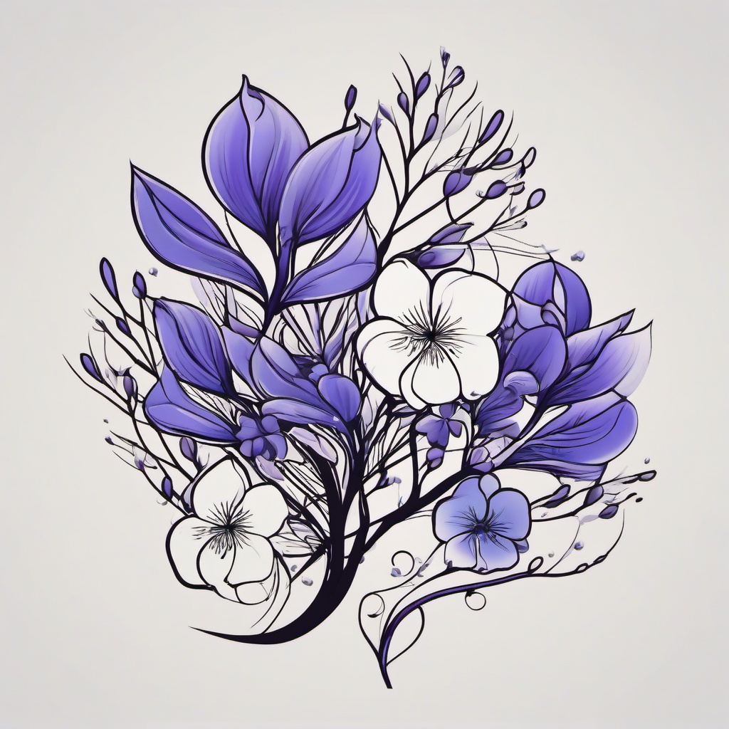 jacaranda tattoo  simple vector color tattoo