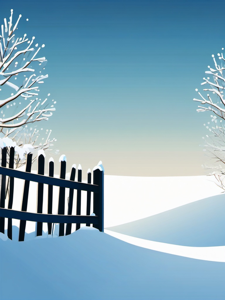 Snow-Covered Fence clipart - Wooden fence hidden under snow, ,vector color clipart,minimal