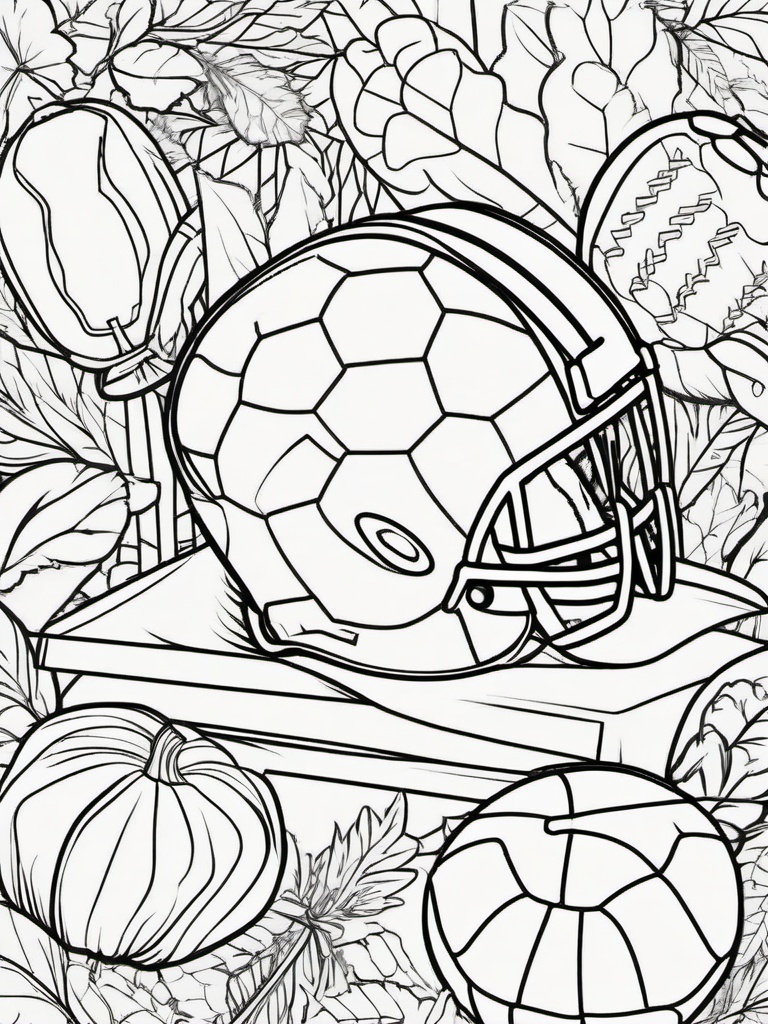 Football Coloring Pages - Celebrating Thanksgiving with Sports  minimal black outline printable sheet, coloring page