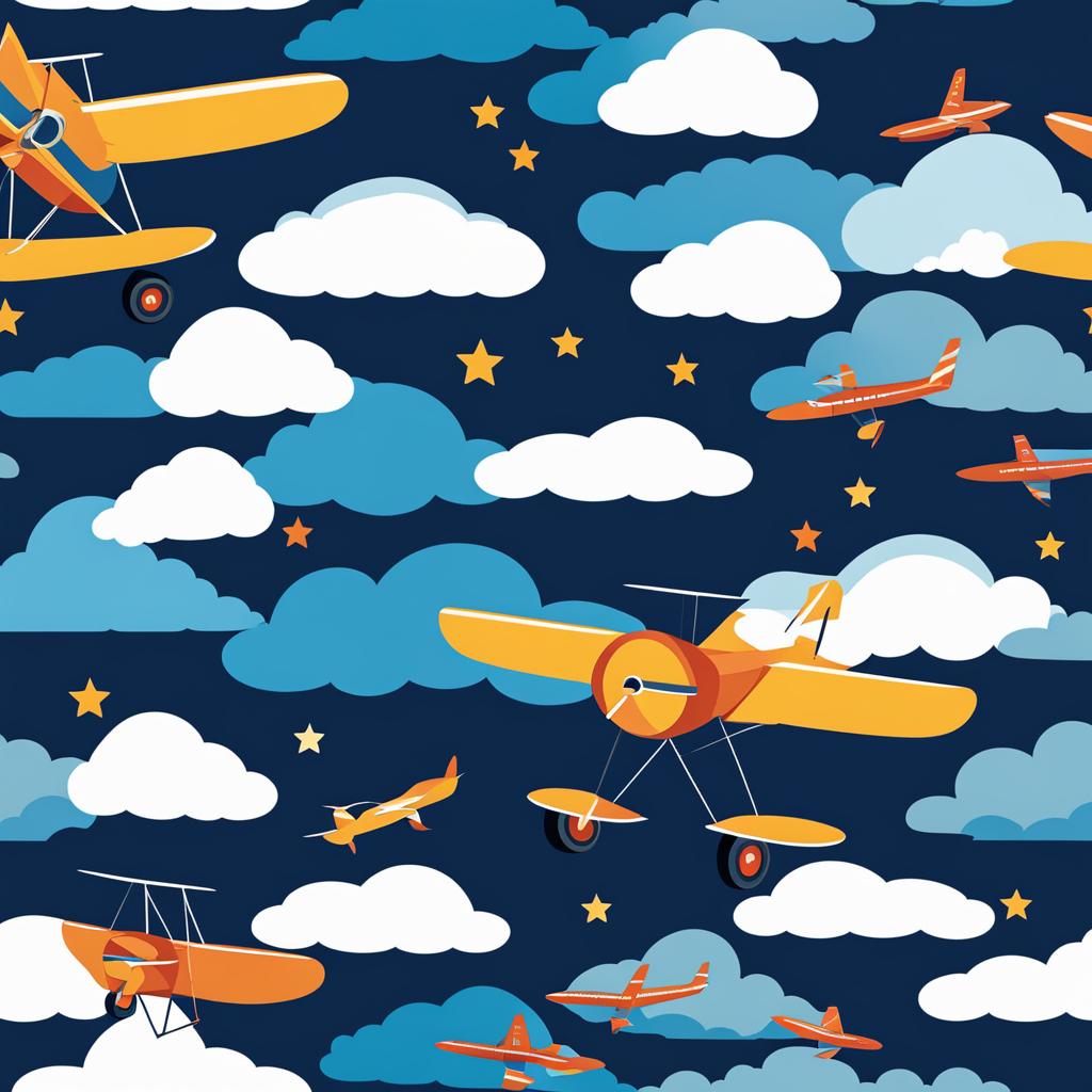 airplane clipart - soaring high above the clouds. 