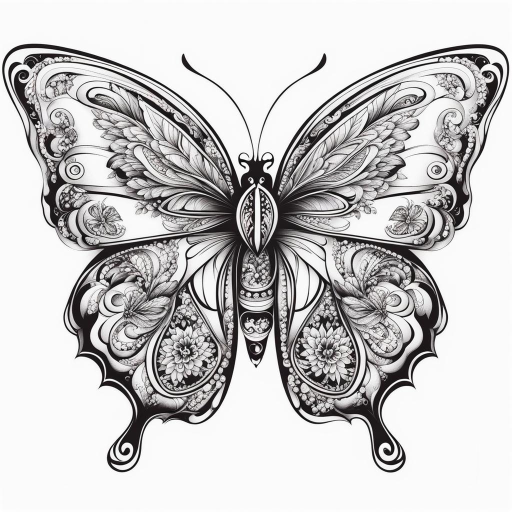 Butterfly butterfly tattoo,A popular choice with various design options. tattoo design, white background