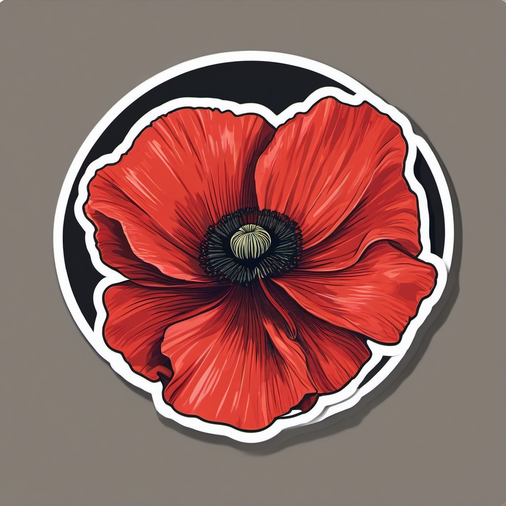 Poppy Sticker - Commemorate remembrance and beauty with the symbolic poppy flower sticker, , sticker vector art, minimalist design