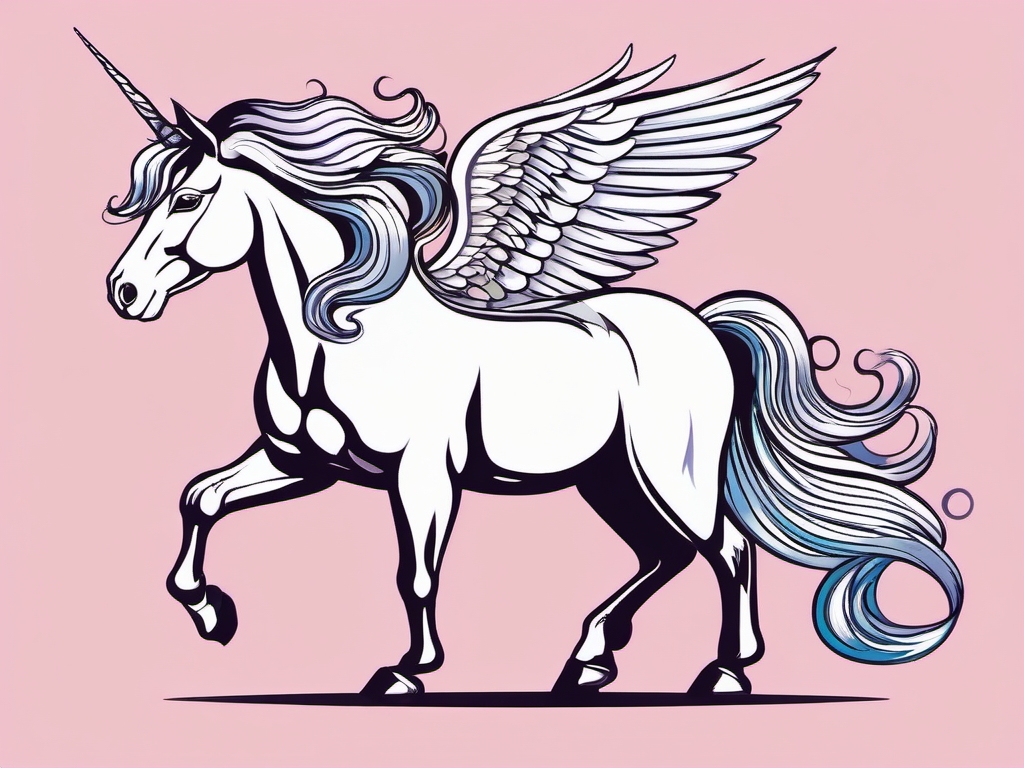 Unicorn with Wings Clipart - Enchanting unicorn illustrations featuring majestic wings for a fantasy touch.  vector art, clipart, minimal