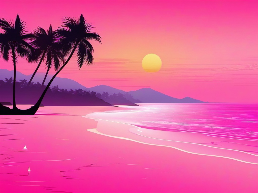 Summer Pink Beach Wallpaper  background