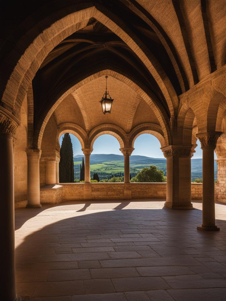 romanesque monasteries, with tranquil cloisters, inspire reflection in assisi, italy. 