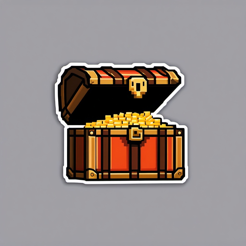 Pixel art treasure chest sticker- Retro gaming loot, , sticker vector art, minimalist design