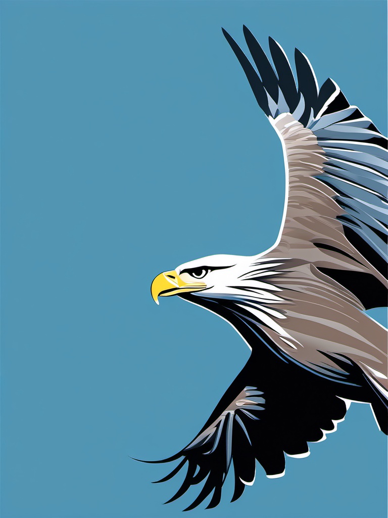 Eagle Clipart - Eagle soaring majestically in the clear blue sky , minimal, 2d