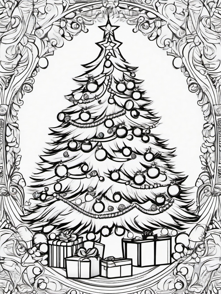 Xmas Tree To Color  outling,coloring pages,black and whit