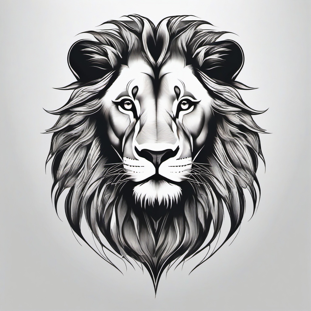 Lion Tattoo - Represents courage, royalty, and strength  minimal tattoo design,white background