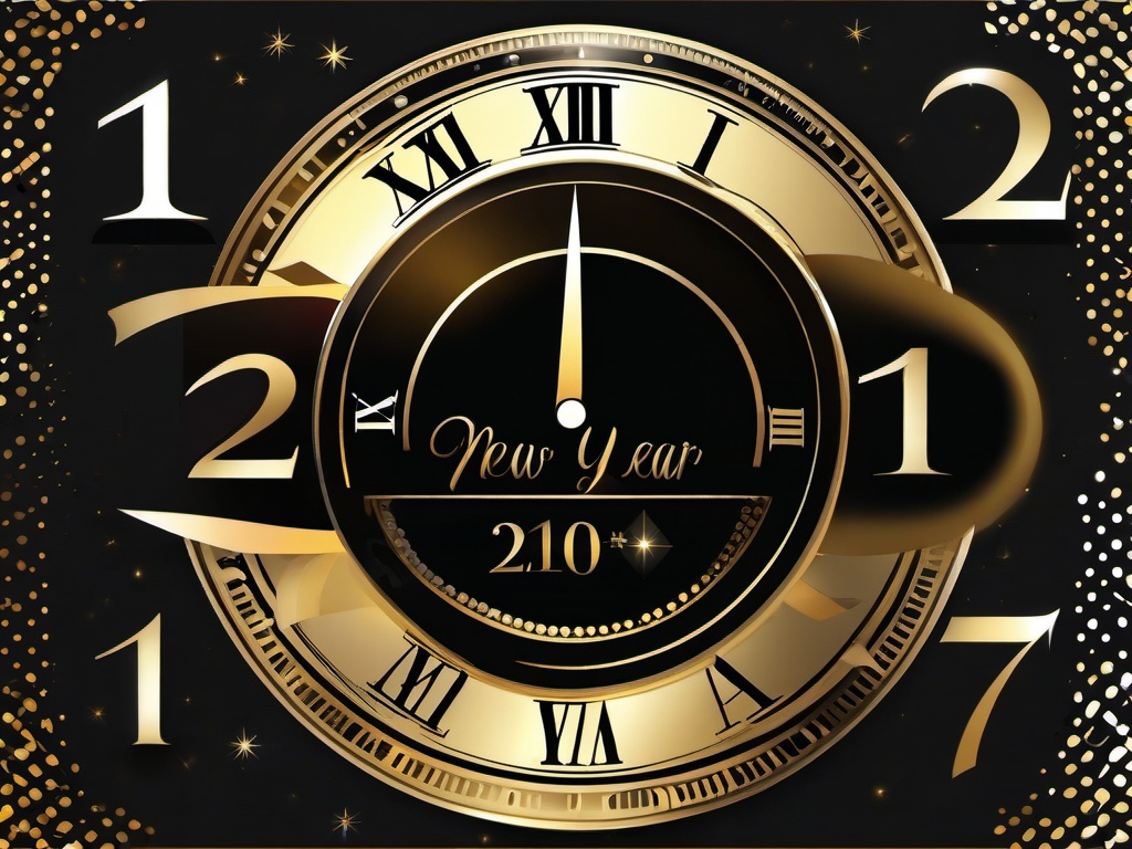 New Year clipart - countdown clock striking midnight  