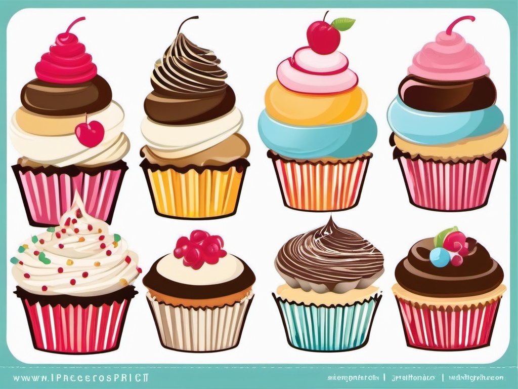 Cupcake Clipart, Delectable cupcakes with sweet frosting. 