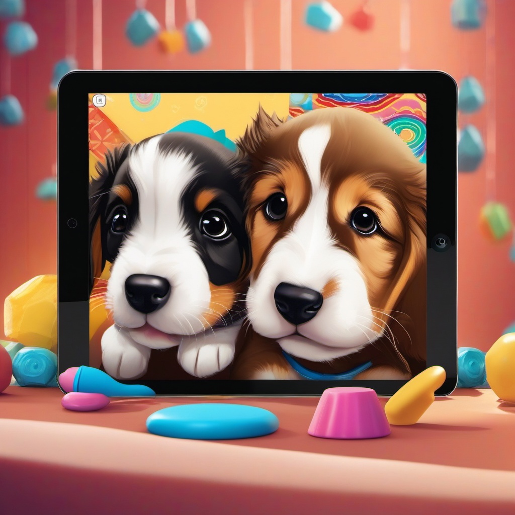 Cute iPad Wallpaper - Playful Puppies on iPad Screen, a Playground of Adorableness  intricate patterns, splash art, wallpaper art