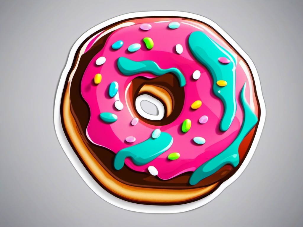 Doughnut Sticker - Glazed doughnut for a sweet treat, ,vector color sticker art,minimal