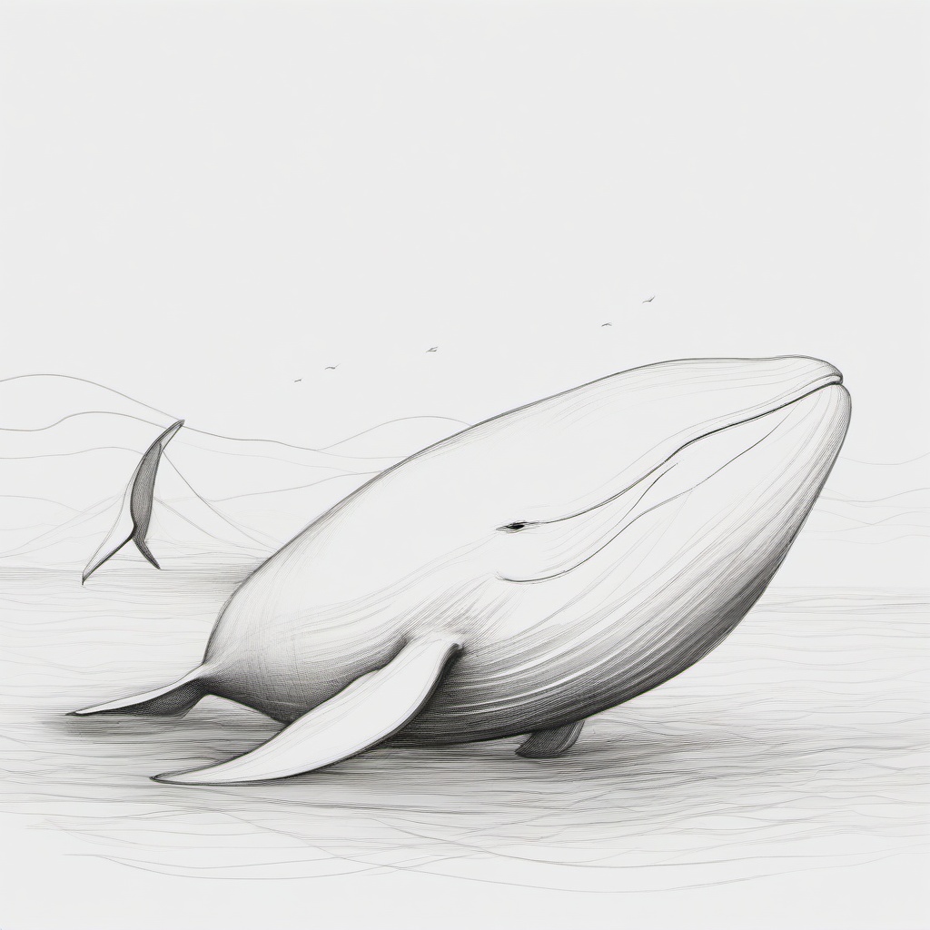 drawing of a baby whale  minimal rough sketch scribbles,doodles,black and white