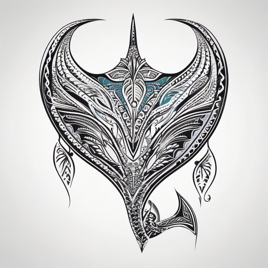 Hawaiian Polynesian Stingray Tattoo - Combine Polynesian and Hawaiian elements with a tattoo featuring the powerful stingray.  simple vector color tattoo,minmal,white background