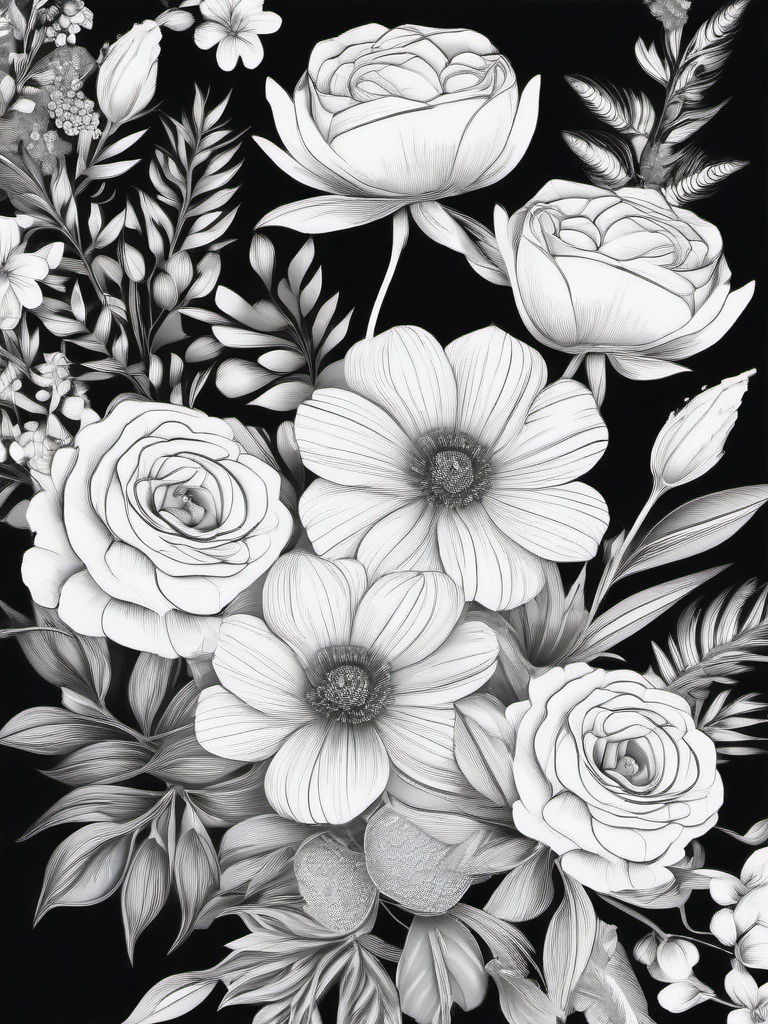 Floral Wedding Decor - Beautiful blooms for a wedding atmosphere.  outling,coloring pages,black and white