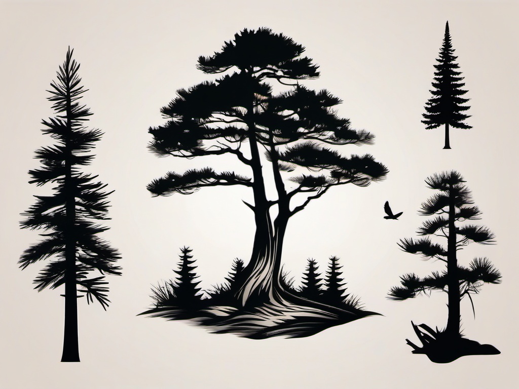 pine tree tattoo ideas  simple vector color tattoo