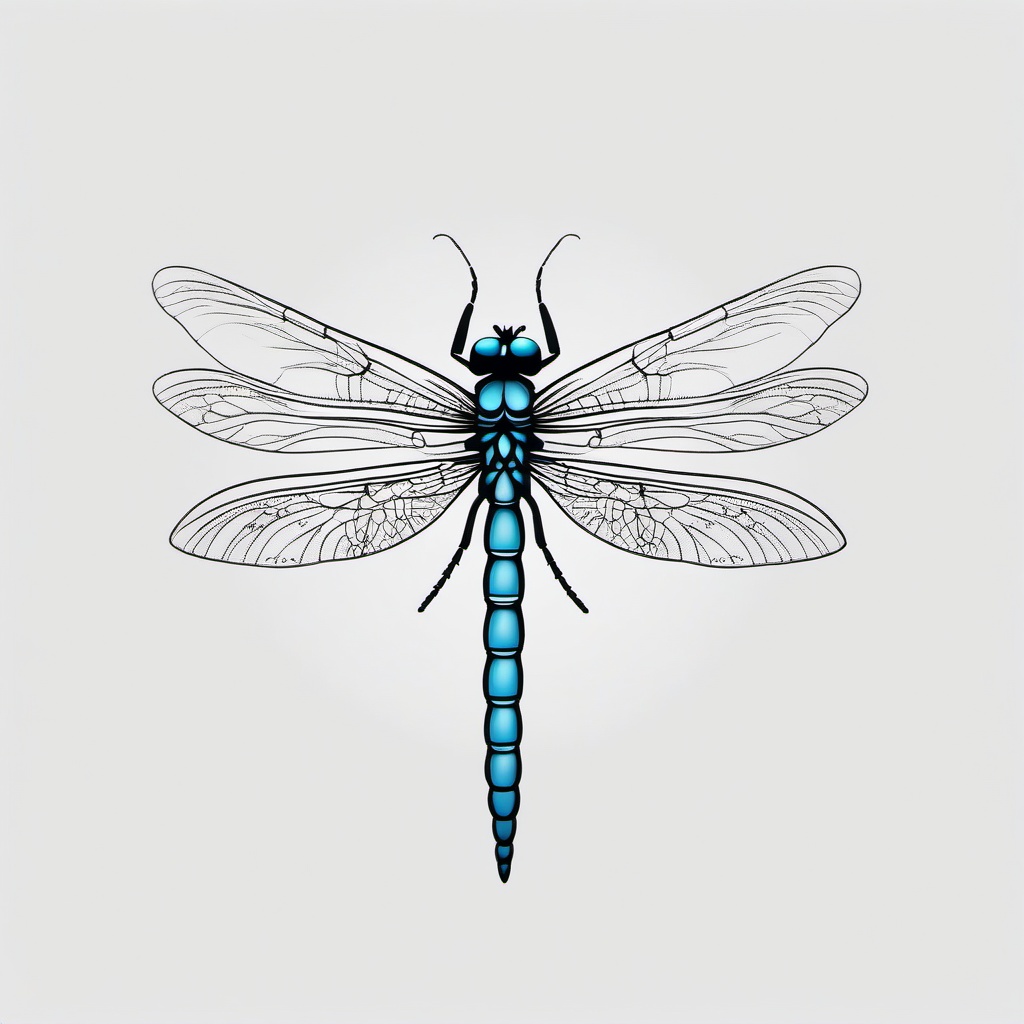 Dragonfly Tattoo - Tattoo featuring a dragonfly, symbolizing transformation and adaptability.  simple color tattoo,minimalist,white background