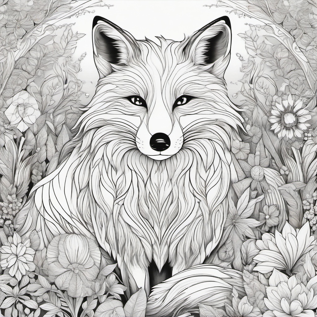 realistic magical fox Coloring Pages - fox surrounded by magical creatures  simple coloring pages 