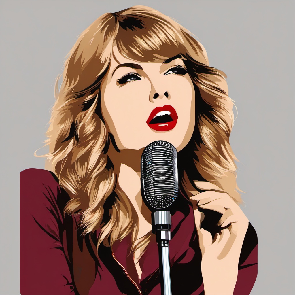 Taylor Swift clipart - Taylor Swift with a microphone singing  