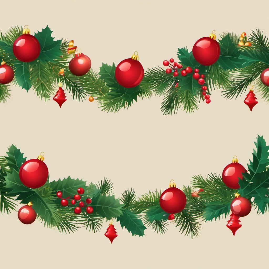 Christmas garland clipart, Festive garland decorated for Christmas.  simple, 2d flat