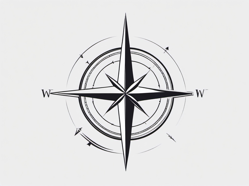 Compass with Arrow Tattoo - Compass tattoo accompanied by an arrow.  simple vector tattoo,minimalist,white background