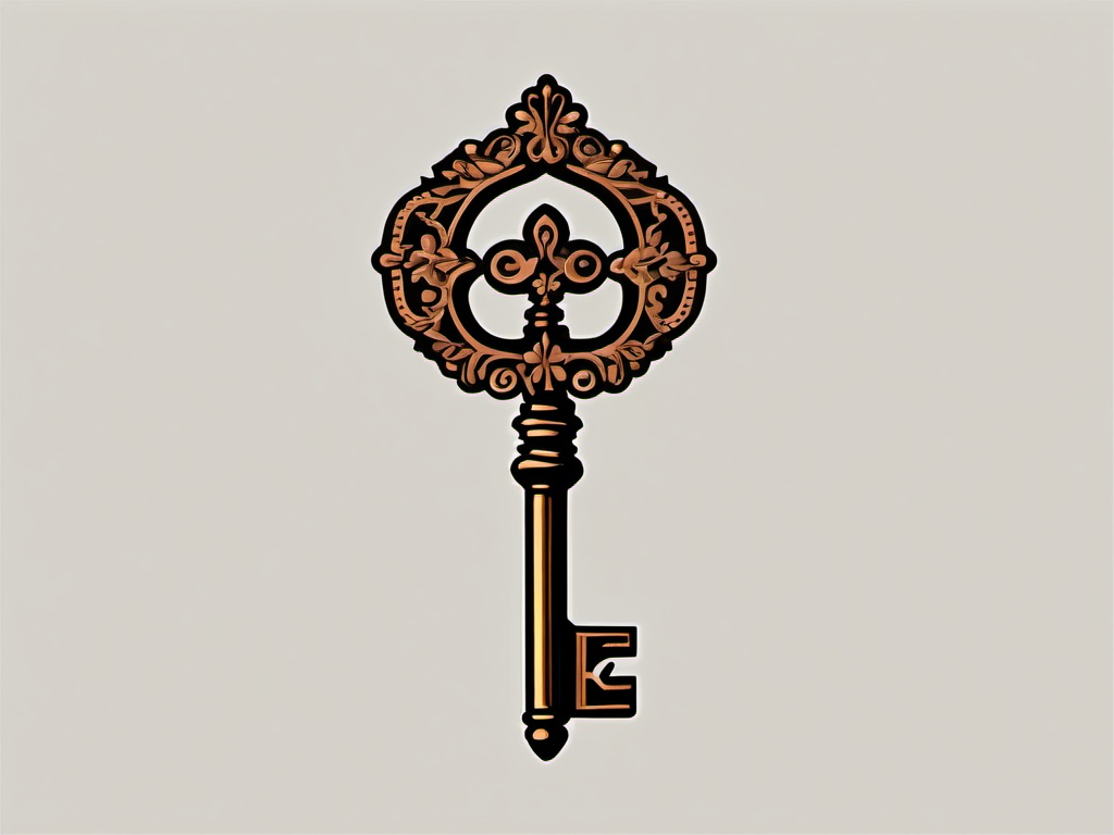 Rusty Key Clipart - A rusty key with an intricate design, evoking the curiosity of what it unlocks.  color clipart, minimalist, vector art, 